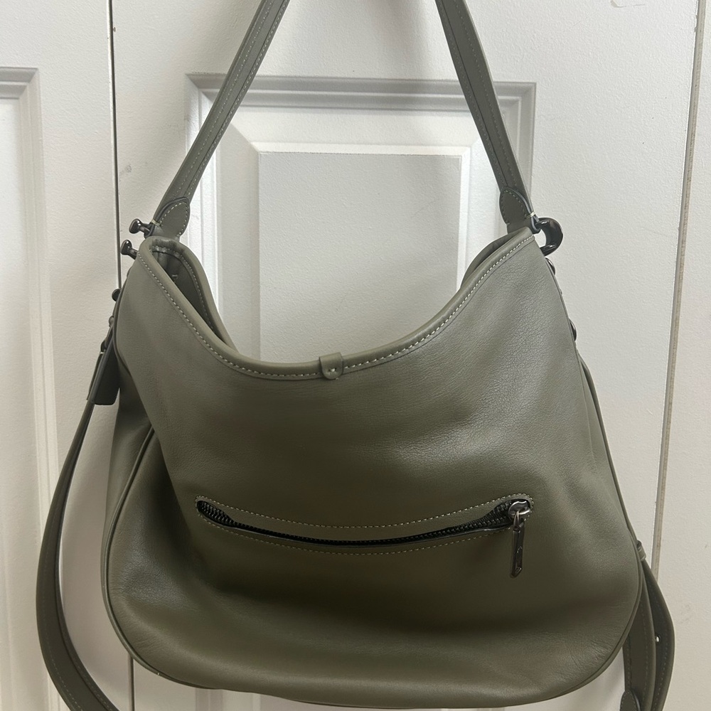 Olive Green Leather Shoulder Bag